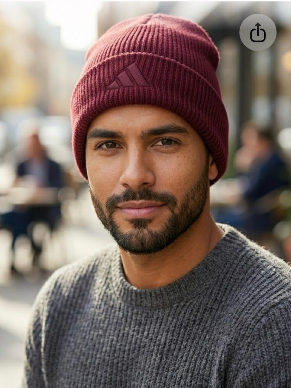 🔥 NWT Adidas Men's Burgundy Ribbed Knit Beanie Winter Hat ❄️